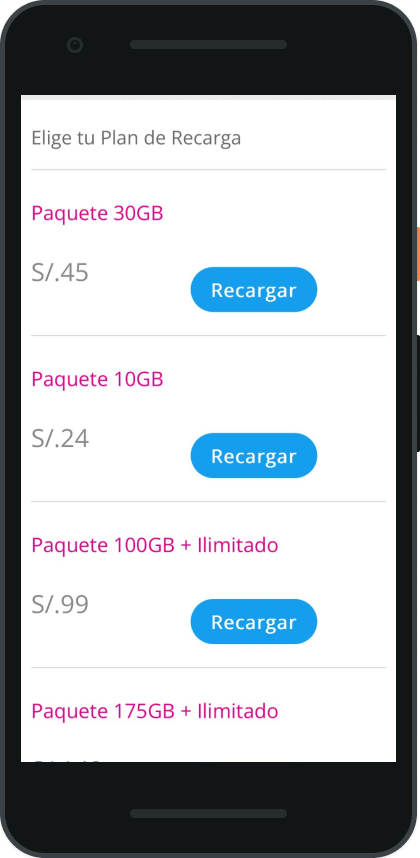 Pantalla olo, elige tu paquete