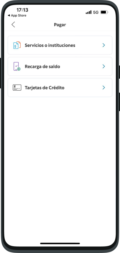 Pantalla Scotiabank, haz clic en servicios o instituciones