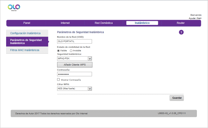 Cambio de clave Router OLO Portatil